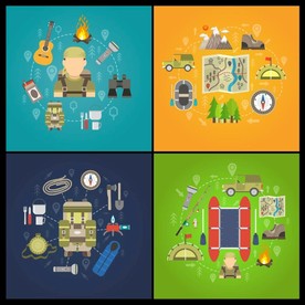 矢量探险旅行用具