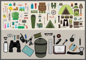 矢量徒步探险用具系列