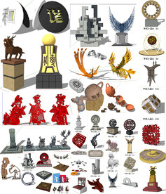 文化雕塑SU模型