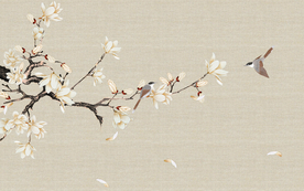 大型玉兰花鸟壁画