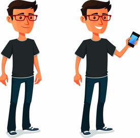 手机男士卡通插画