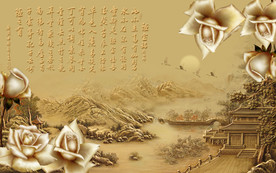 浮雕山水电视背景墙