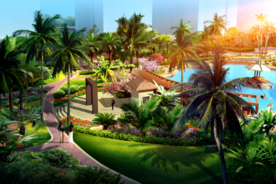 热带游泳池景观设计效果图