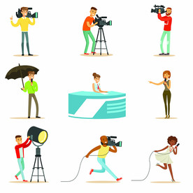 新闻记者卡通人物插画