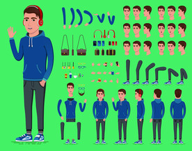 运动男子卡通人物造型插画