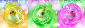 梦幻可爱卡通兔子鹦鹉金鱼无框画