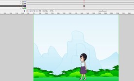 小姑娘侧面走1分钟重复画面