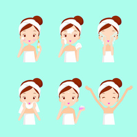 美妆SPA卡通人物插画