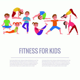 少儿瑜伽卡通人物插画