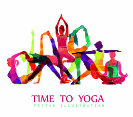 瑜伽形体矢量人物插画