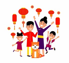 家庭卡通人物插画