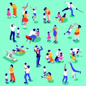 亲子运动卡通人物插画