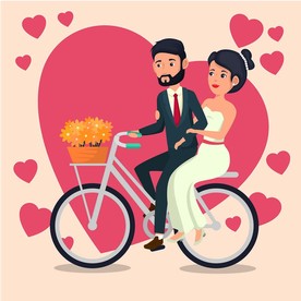 结婚卡通人物插画