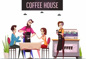 情人节咖啡厅卡通插画