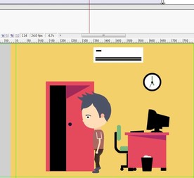 男子从电脑旁走入房门7秒