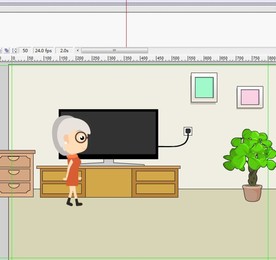 老太太在电视前面走过6秒