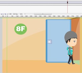 扁平人物走入房门8秒动画