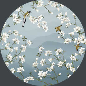 工笔花鸟团花 圆形工笔花鸟