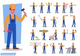 工人卡通人物插画