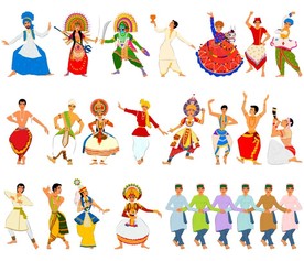 民族舞卡通人物插画