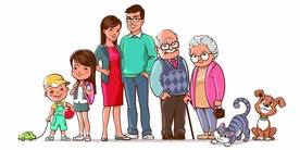 全家福卡通人物插画