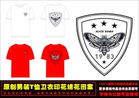 欧动物盾牌T恤卫衣印花矢量图案