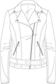 女装机车夹克皮衣AI设计模板图