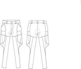 设计师风女装裤子设计款式图模板
