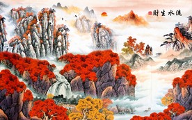 山水国画背景墙