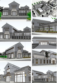 中式别墅模型