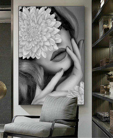 黑白美女装饰画无框画