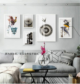 创意新中式仙鹤北欧组合装饰画