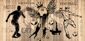 手绘足球背景墙装饰画