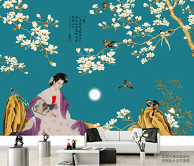 花鸟写意画 墙壁画