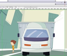 大货车礼让行人的动画10秒