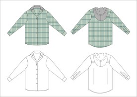 潮牌连帽衬衫CDR款式图模板