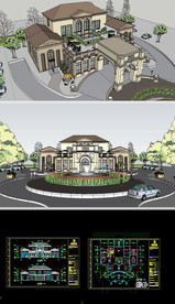 公共会所草图SU模型含CAD图