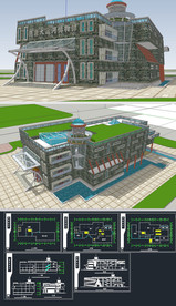博物展馆草图SU模型含CAD