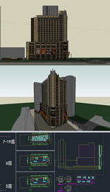 高层办公楼建筑草图模型带cad