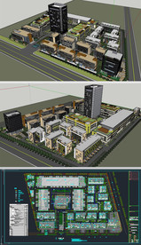 办公商务产业园区skp带cad