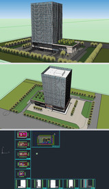 高层办公楼建筑草图模型带CAD