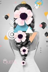 美女花朵女王北欧简约装饰画