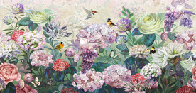 大型抽象唯美花鸟电视背景墙