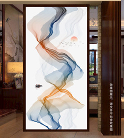 新中式抽象意境线条水墨山水画