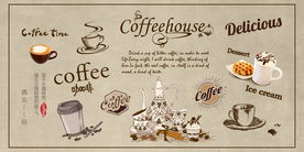 咖啡背景墙装饰画