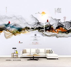新中式山水画 水墨画 抽象装饰