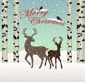 卡通麋鹿树林插画插图