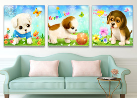 可爱卡通狗狗装饰画无框画