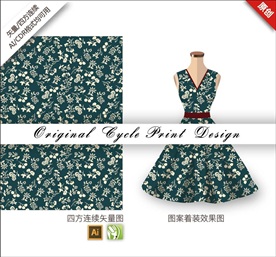 矢量手绘线条s小碎花抽象印花