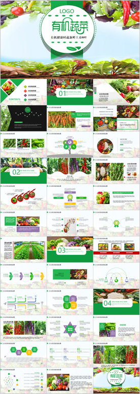 绿色有机水果蔬菜新鲜果蔬PPT